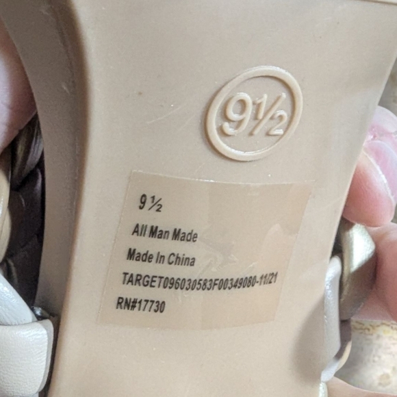 A New Day Women's Tan Braided Block Heels Size 9 1/2 - Picture 8 of 8